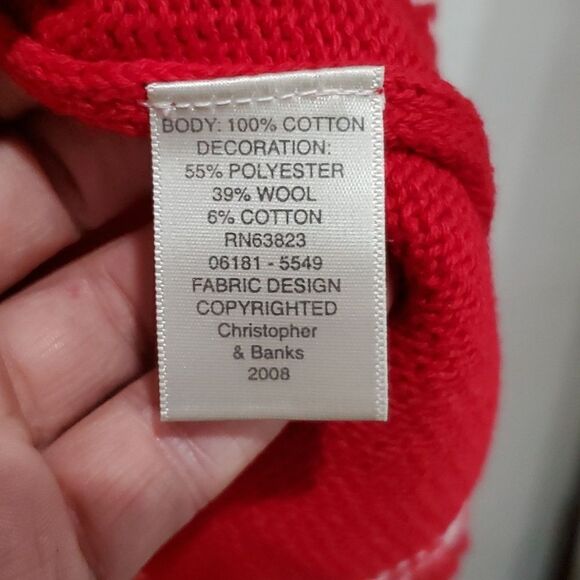 Christopher & Banks Hand Embroidered Christmas Sweater w/American Flag Size XL - Picture 7 of 11